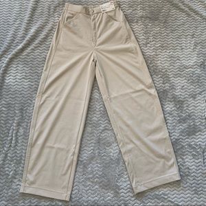 Uniqlo Tan Wide Leg Twill Jersey Pants